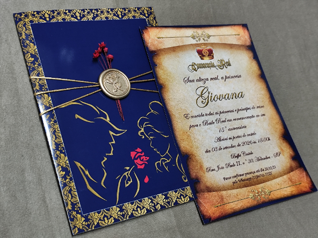 Convite 15 anos A Bela e a fera