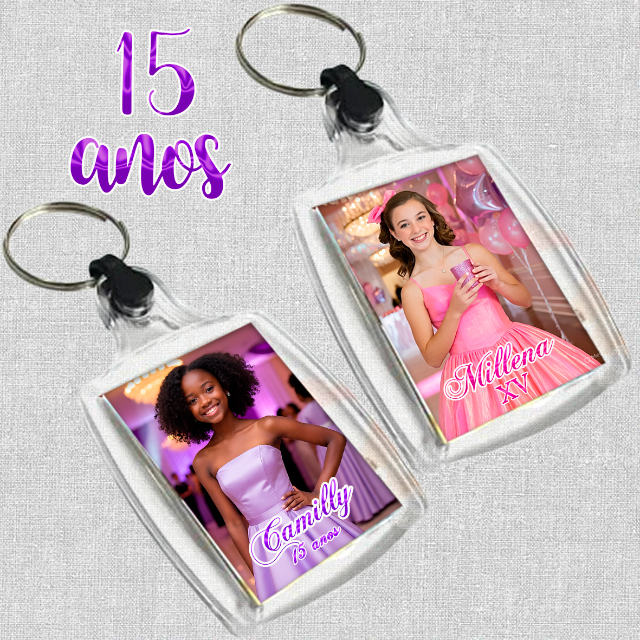 Chaveiro acrlico 3x4cm 15 anos