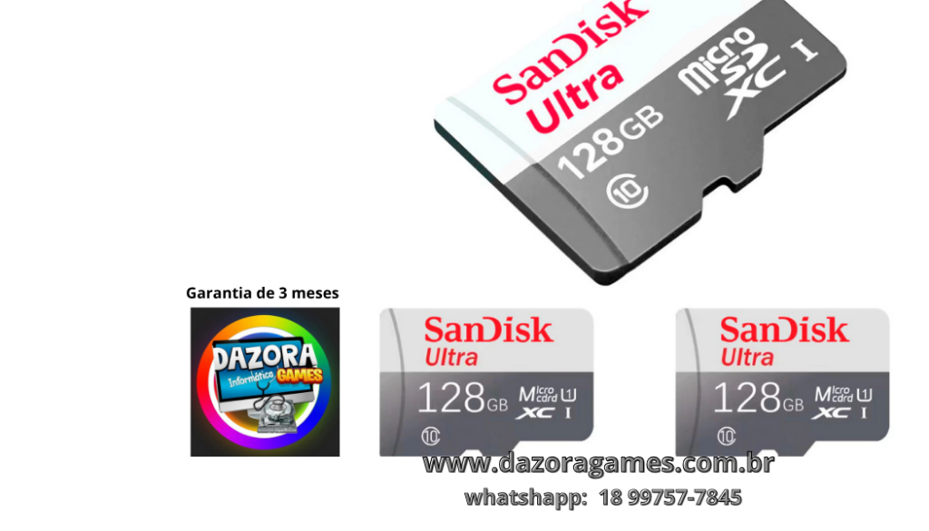 Cart�o De Mem�ria Micro Sd Sandisk 128gb Classe 10 Ultra 
