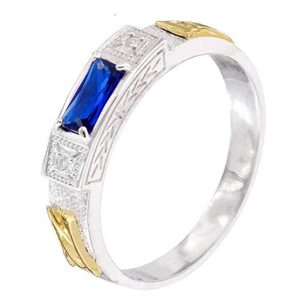 Anel de formatura masculino com zirconias e 2 apliques de ouro 18 K - Todos os cursos - P151F