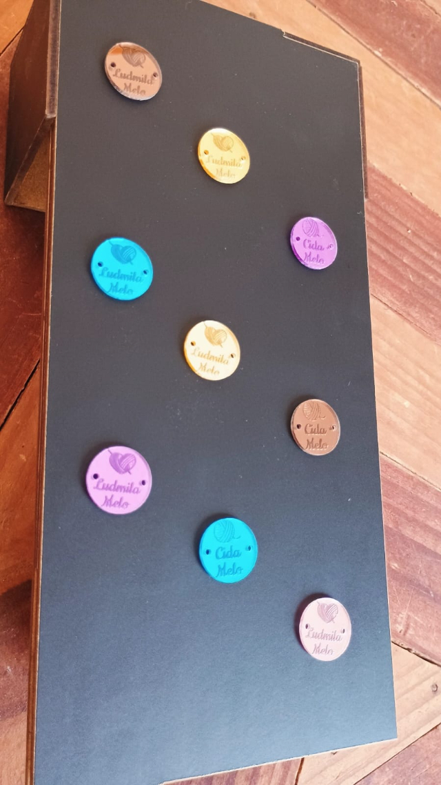 Tags redondas acrlico espelhado 2CM  