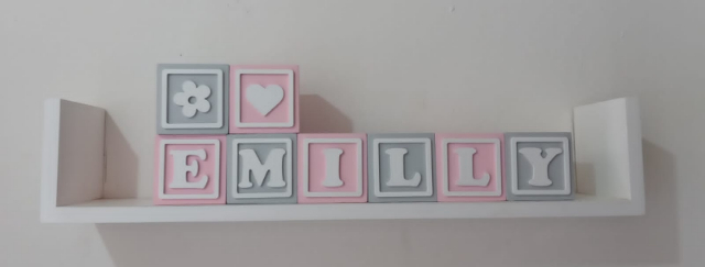 10 Cubo Decorativo c/letra e moldura 7x7 Cm Decorao Quarto Beb