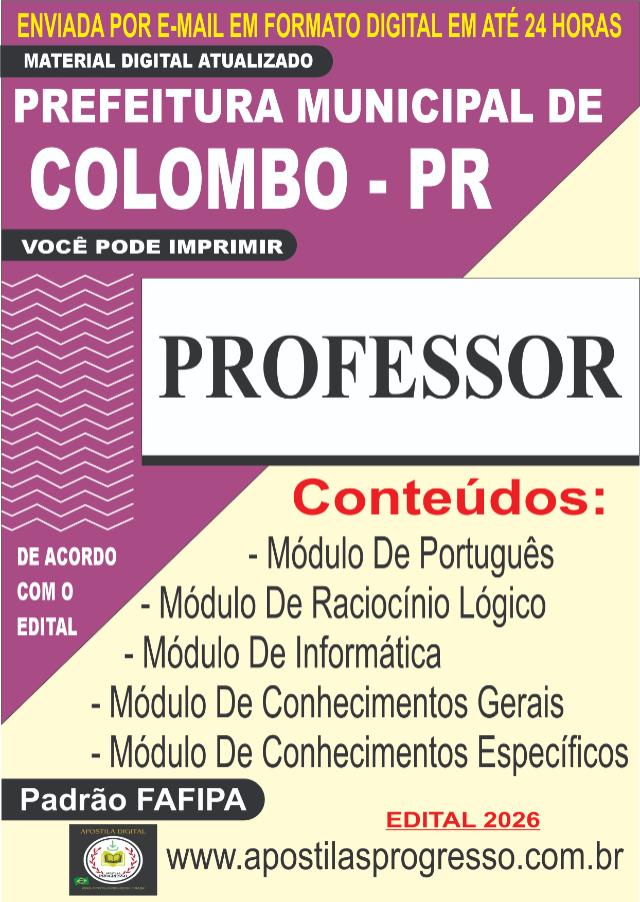 Apostila Da Prefeitura De Colombo Professor 
