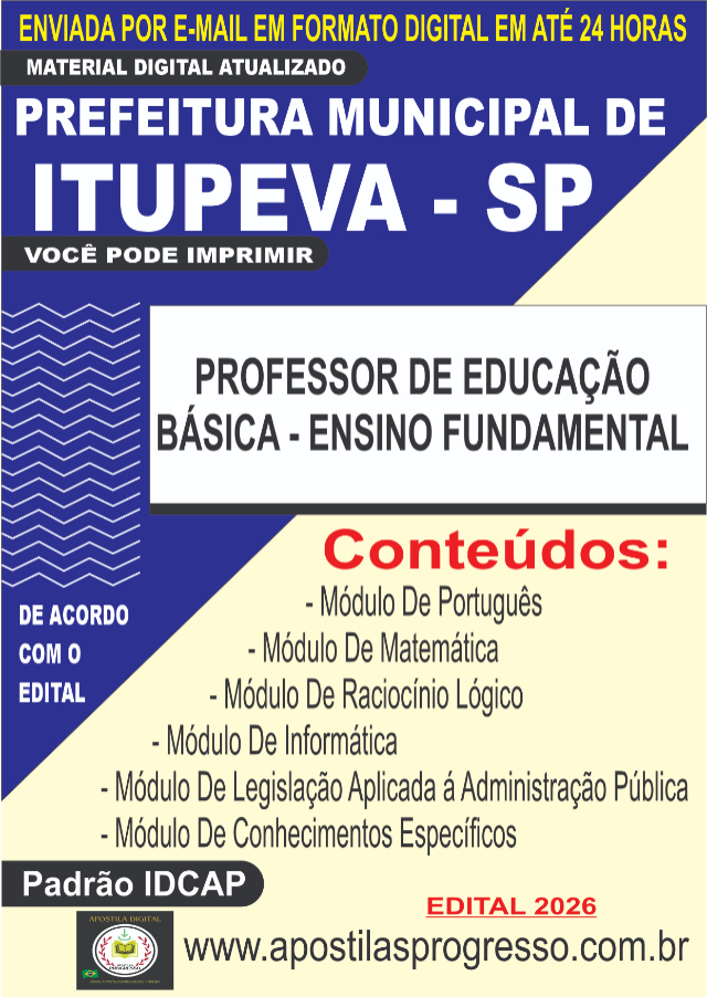 Apostila Da Prefeitura De Itupeva Professor Fundamental 
