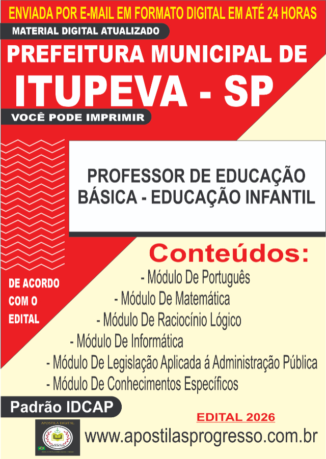Apostila Da Prefeitura De Itupeva Professor Infantil