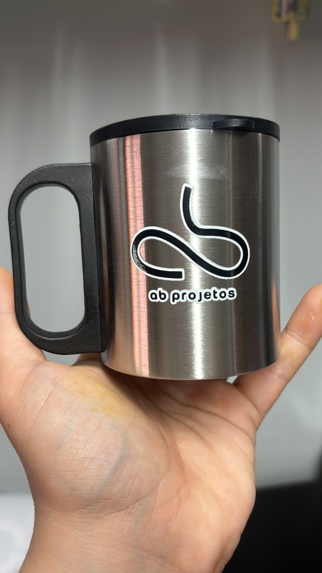 Caneca em Inox com Tampa 180ml Personalizada