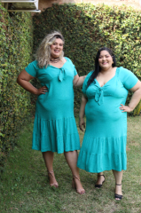 VESTIDO MIDI AZUL TIFANNY 2 MARIAS DETALHE LA�O 58