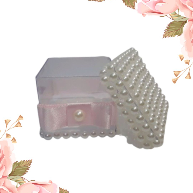 caixa acrilica com perolas na tampa - Lembrancinha Casamento, aniversario